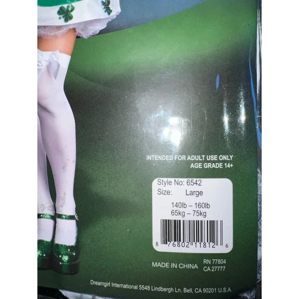 Dreamgirl Irish U Luck St Patrick’s Day Costume Women’s Large Green Shamrock - Picture 2 of 3